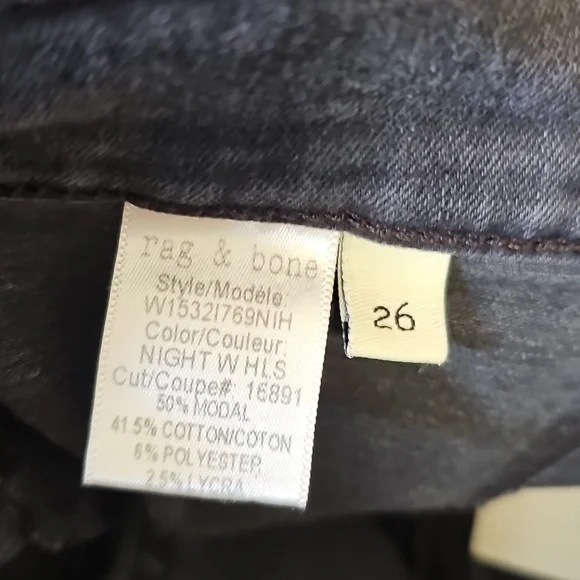 Rag & Bone High Rise Skinny Jeans Distressed Knees/Raw Hem Dark Gray Siz… - Picture 11 of 13